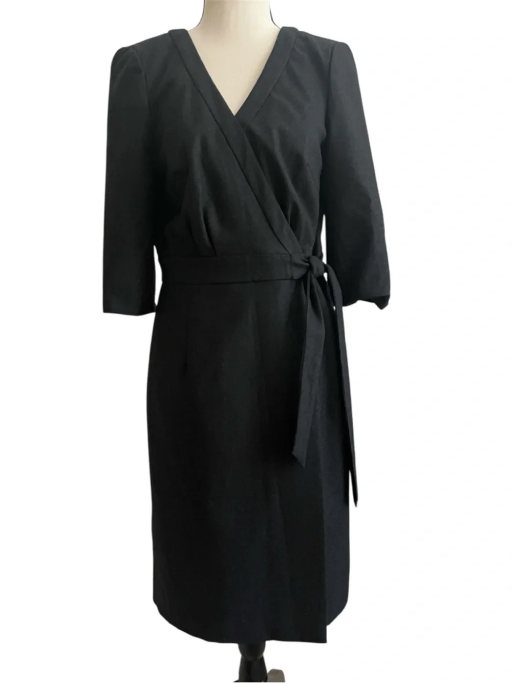 J. Crew Black Long-Sleeve Wrap Dress